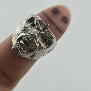Iron Maiden Eddie Skull Ring Sterling Silver Heavy Metal Band Ring Size 9.5
